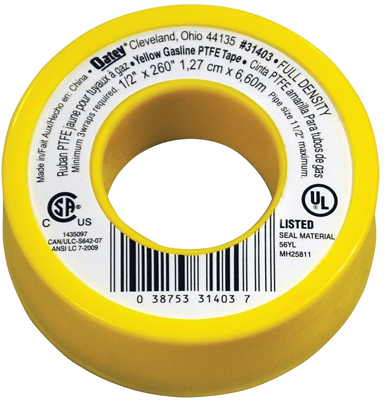 GAS LINE TPE PTFE YELLOW 1/2IN