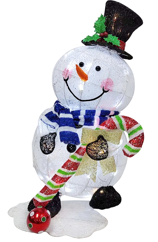 SNOWMAN LIGHTED CW/WW/RED 32IN