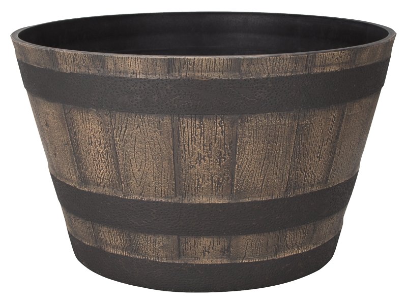 PLANTER BARREL DARK/OAK 20.5IN