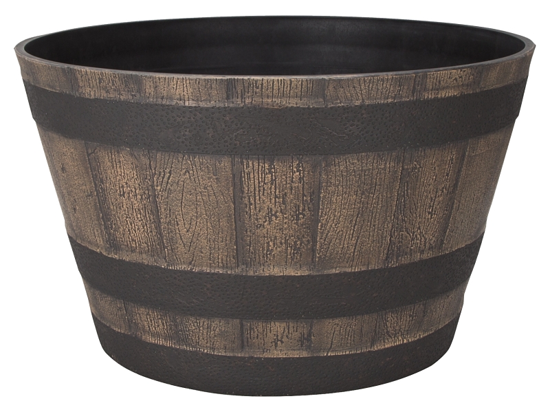 PLANTER BARREL DARK/OAK 20.5IN