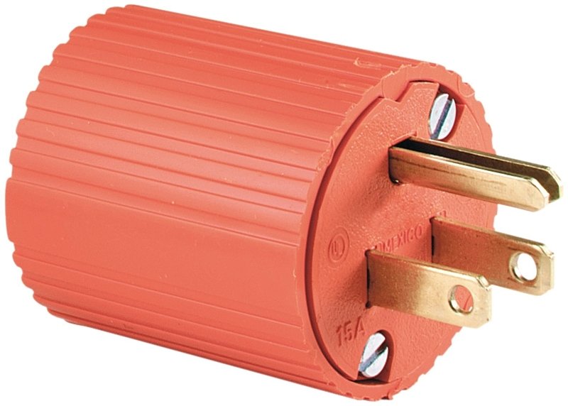 15A 125V ORANGE 3WIRE PLUG    