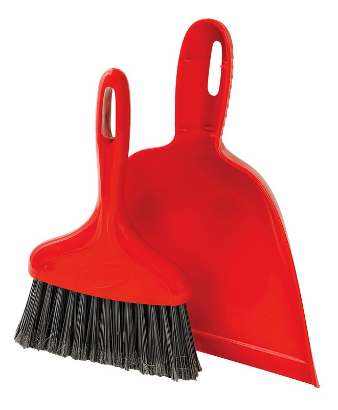 DUST PAN & WHISK BROOM RED    
