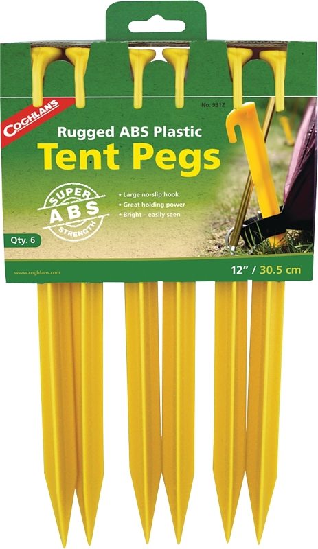 TENT PEGS ABS BRIGHT 12IN 6 PK