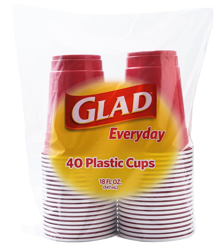 CUP PLASTIC RED 18OZ