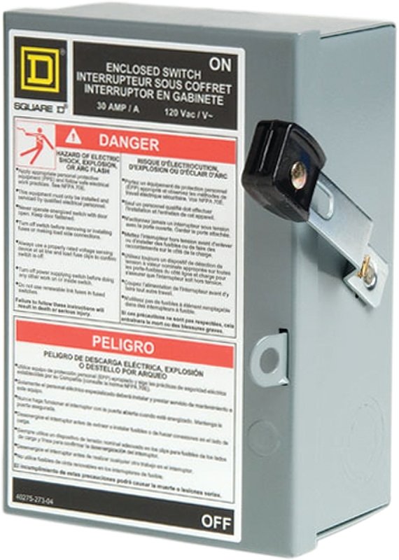 SWITCH SAFETY INDOOR 1P 2W 30A
