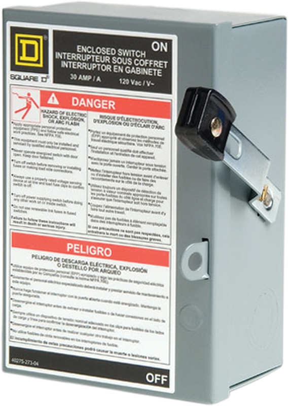 SWITCH SAFETY INDOOR 1P 2W 30A