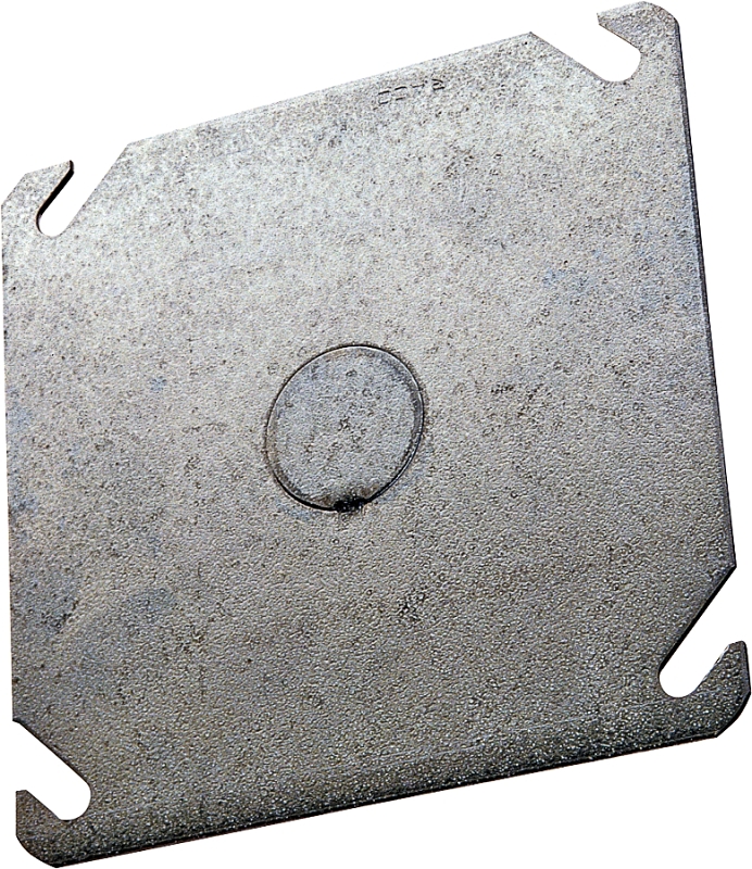 COVER BOX SQ STL FLT 1/2KO 4IN