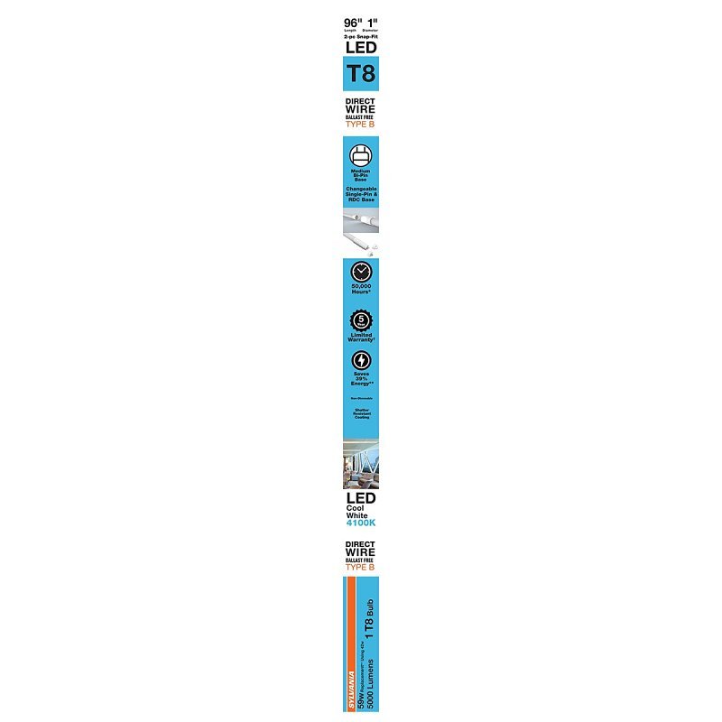 TUBE LED UNIV HI-O/P 4100K 8FT