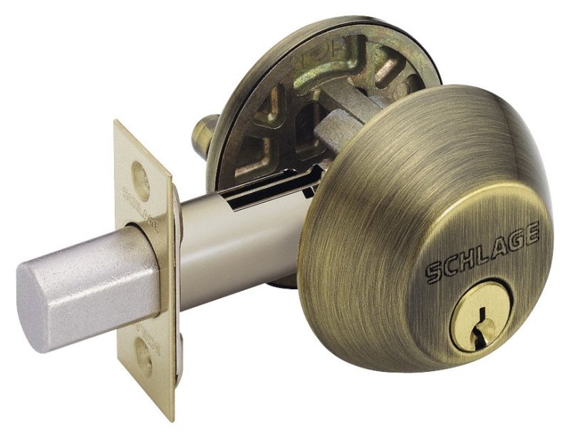 1-CYLINDR DEADBOLT K4 ANT BRSS