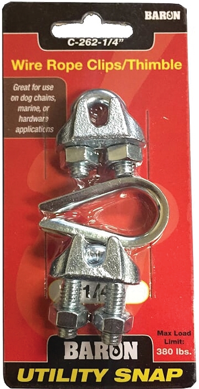 1/4IN WIRE ROPE 2CLIPS/1THIMBL