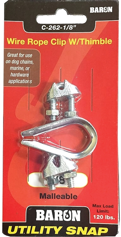 1/8IN WIRE ROPE 2CLIPS/1THIMBL