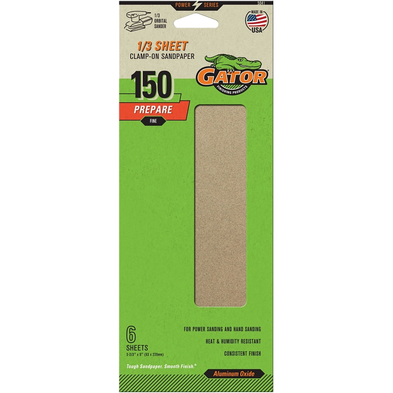 150GRIT ALUM OX 1/3 SHEET 6PK 