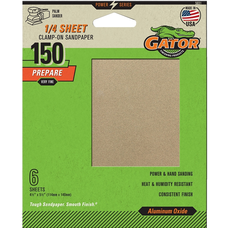 150GRIT ALUM OX 1/4 SHEET 6PK 