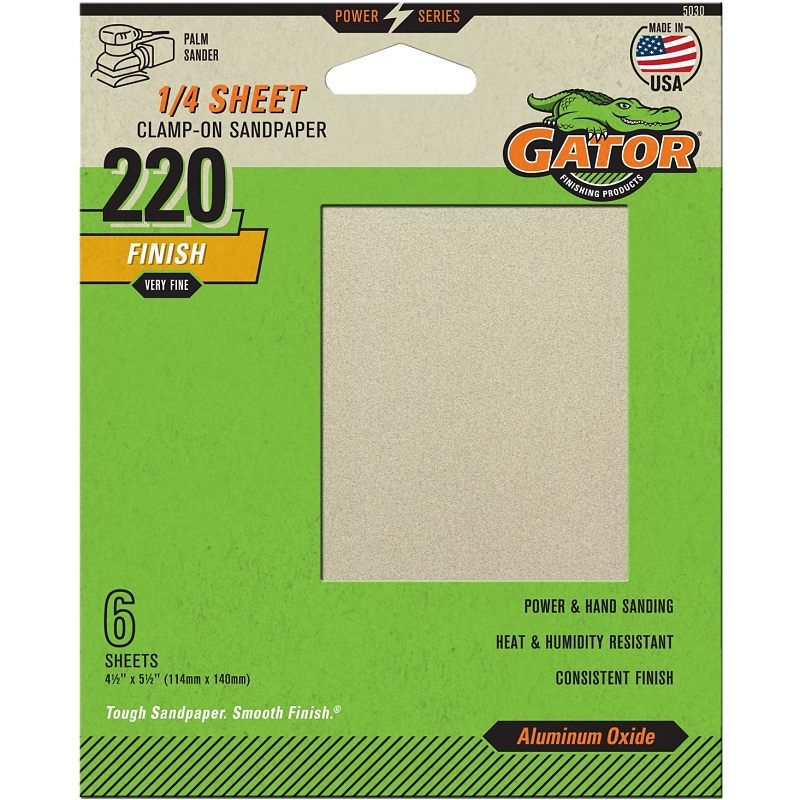 220GRIT ALUM OX 1/4 SHEET 6PK 