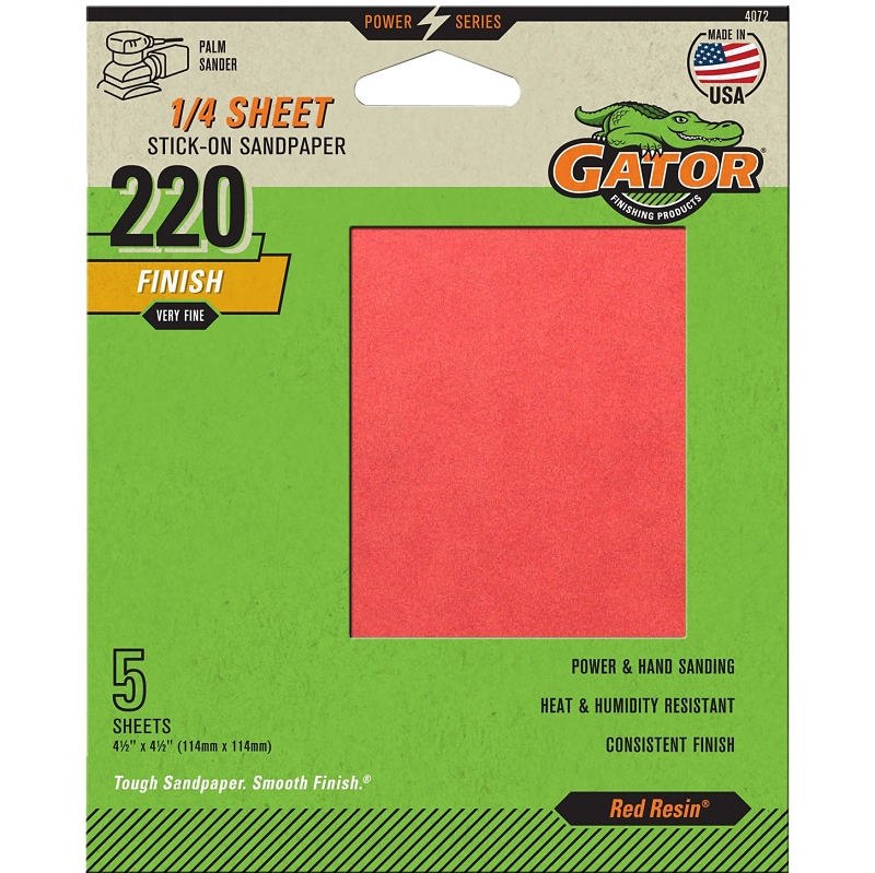 220GRIT PSA 1/4 SHEET 5PK     
