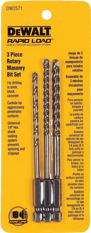 3PC MASONRY BIT SET RAPIDLOAD 
