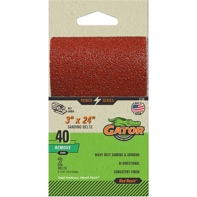 3X24IN 40GRIT ALUM OX BELT 2PK