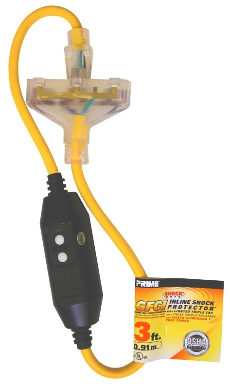 ADAPTER GFCI 3OUT12/3X3FT YEL 