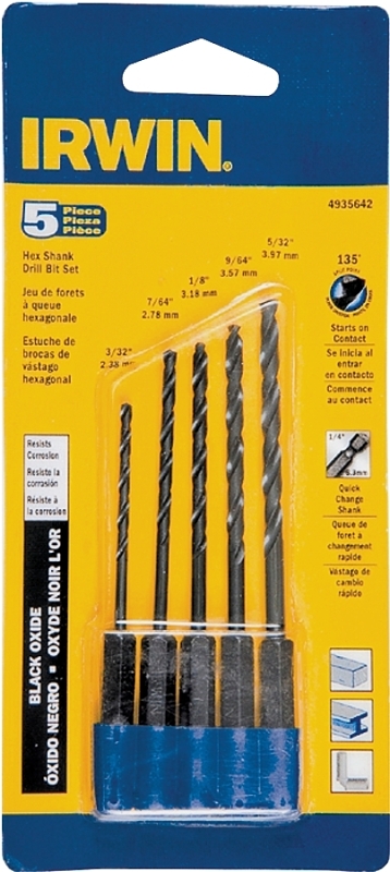 BIT DRILL HEX SHANK 5PC       