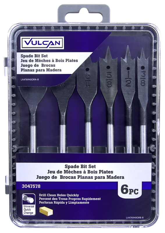 BIT SET WOOD SPADE 6PC 3/8-1IN