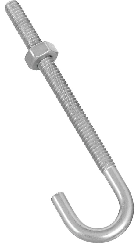 BOLT J-HOOK 1/4X4IN ZINC      