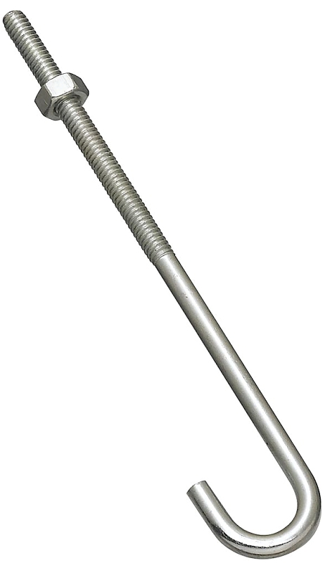 BOLT J-HOOK 1/4X6IN ZINC      