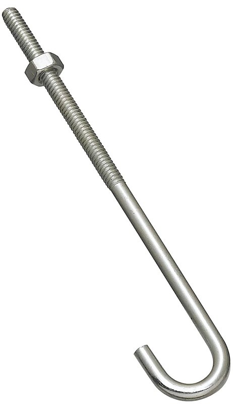 BOLT J-HOOK 1/4X6IN ZINC      