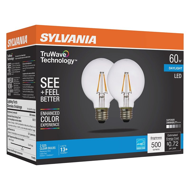 BULB LED G25 DAYLIGHT CLR 60W 