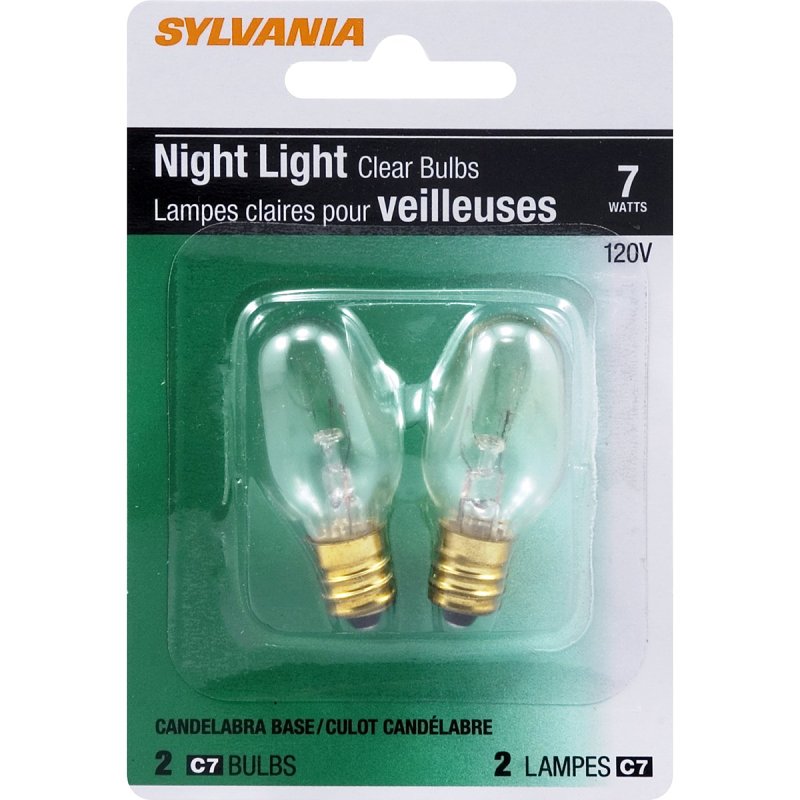 BULB LT NGT 7W CLR 2/CARD     