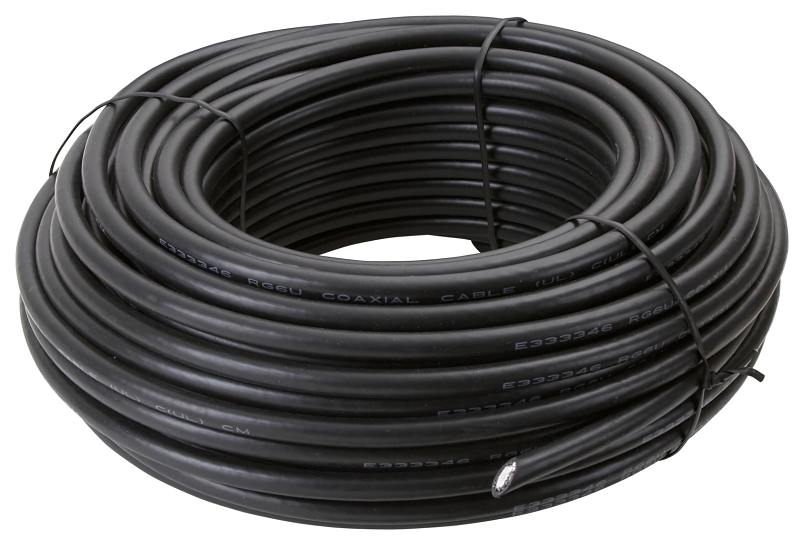 CABLE COAX RG6 N/END 100FT BLK