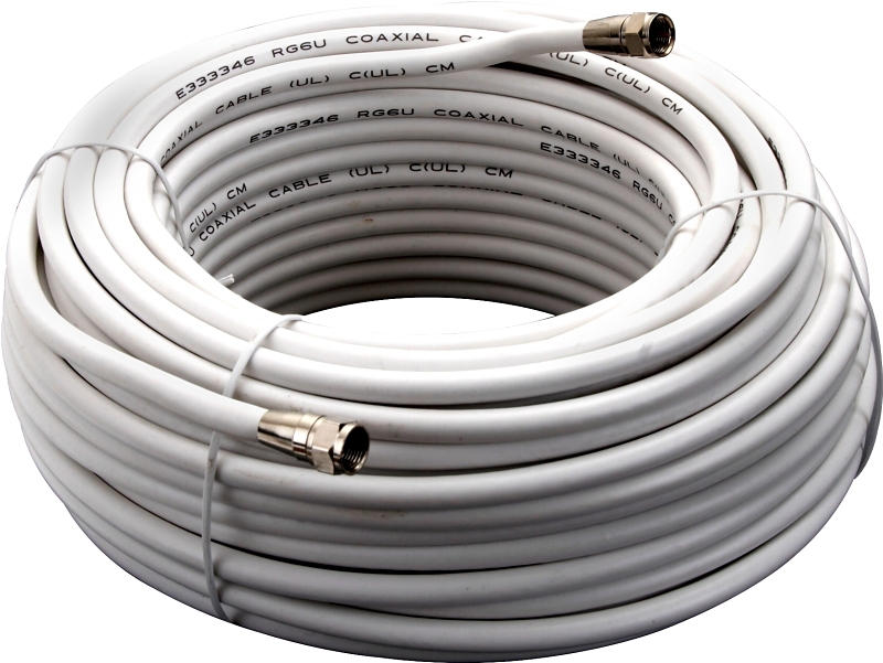CABLE COAX RG6/F CONN100FT WHT