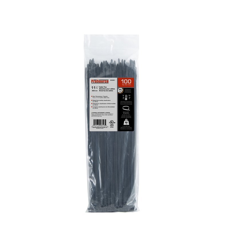 CABLE TIE 11IN 50LB BLK 100PC 
