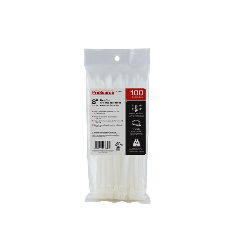 CABLE TIE 8IN 40LB 100PC CLEAR
