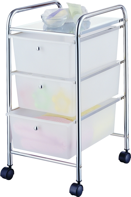 CART 3-DRAWER STORAGE STL CHRM