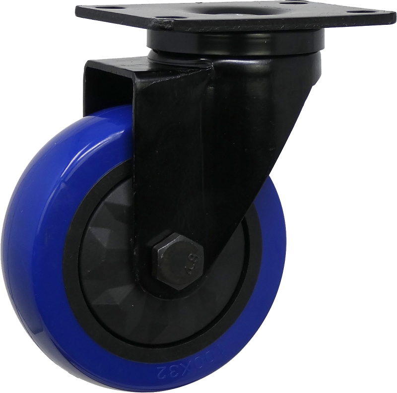 CASTER SWVL BLK-BLU 4IN 300LB 