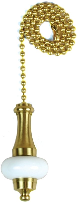 CHAIN PULL W/BRS/WHT CER 12IN 