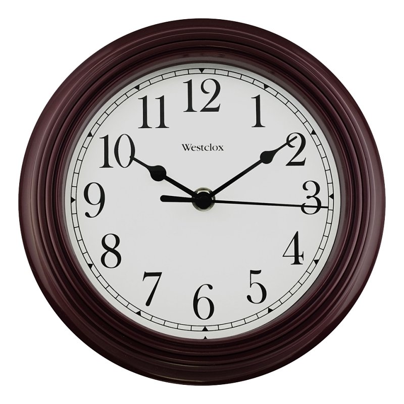 CLOCK WALL RND BURGUNDY 8.5IN 
