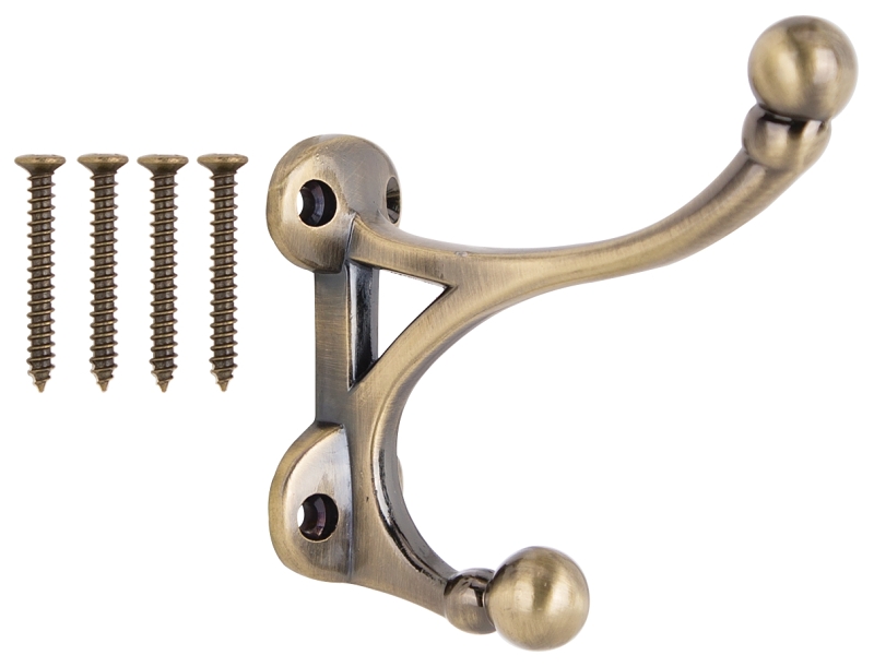 COAT/HAT HOOK ZINC ANT BRASS  