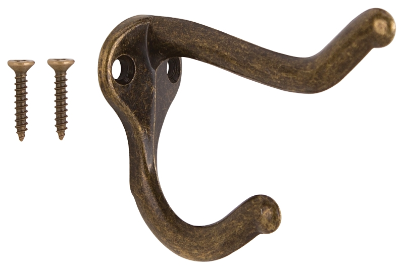 COAT/HAT HOOK ZINC ANT BRS    