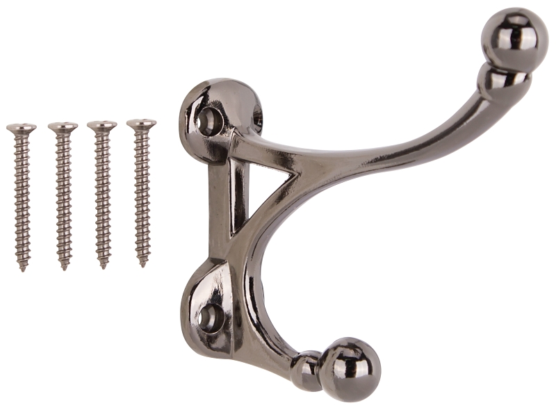 COAT/HAT HOOK ZINC BLK NICKEL 