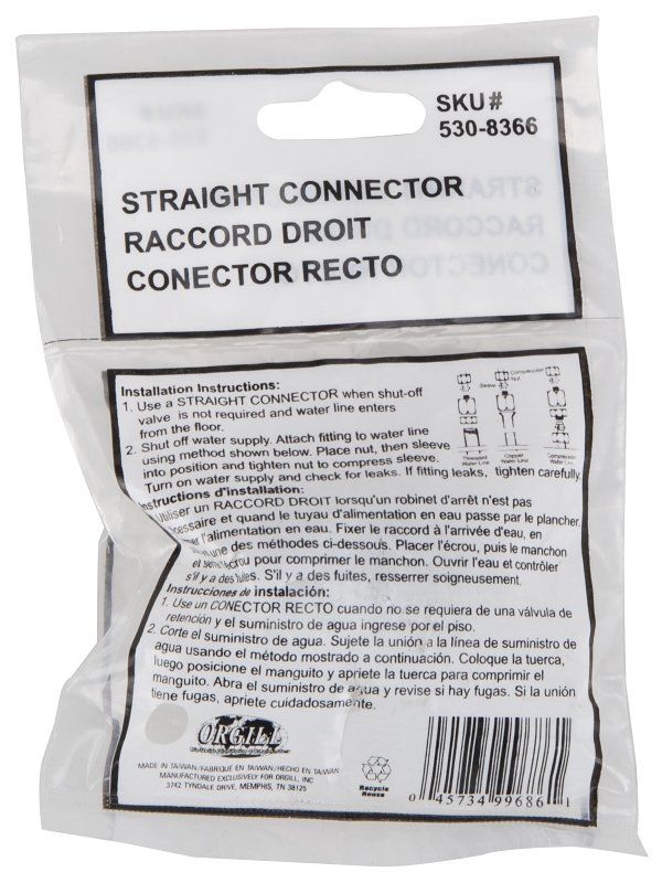 CONNECTOR STRT 1/2FIPX3/8COMP 