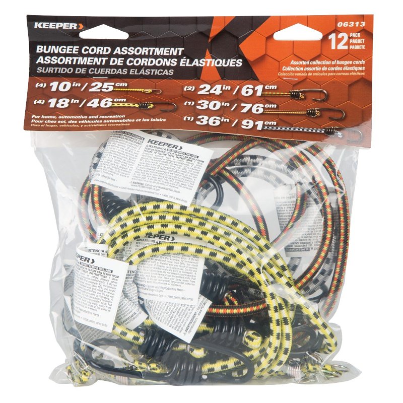 CORD BUNGEE ASSORTED 12PK     