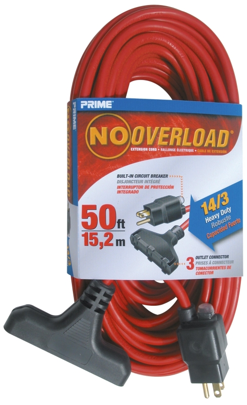 CORD EXT CIRBRKR 14/3X50FT RED