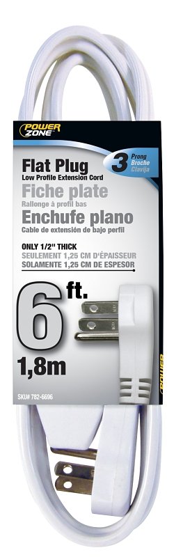 CORD EXT INDR 3OUT16/3X6FT WHT