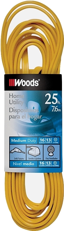 CORD EXT INDR FLT16/3X25FT YEL