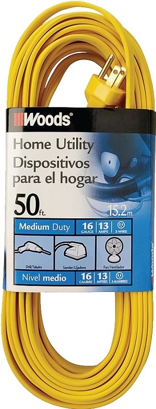 CORD EXT INDR FLT16/3X50FT YEL