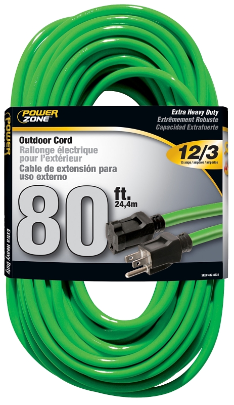 CORD EXT OTDR 12/3X80FT NEOGRN