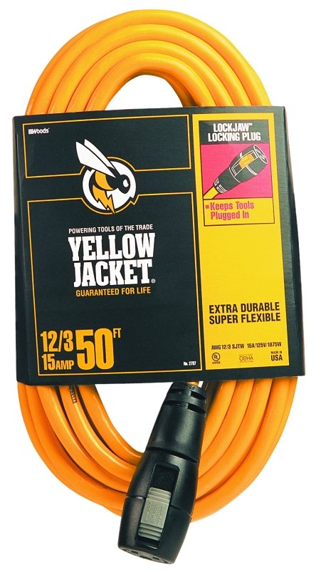 CORD EXT OUTDOOR 12/3X50FT YEL
