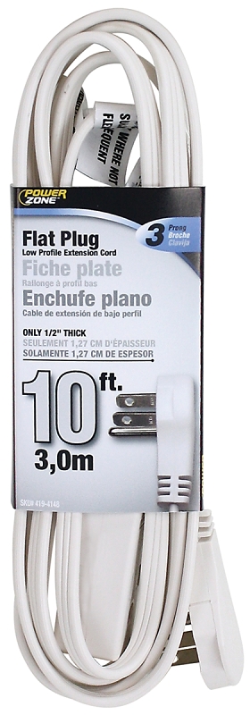 CORD EXTEN FLAT PLUG 10FT WHT 