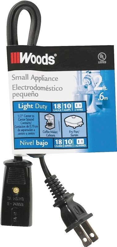 CORD MINIAPPL REPL18/2X2FT BLK